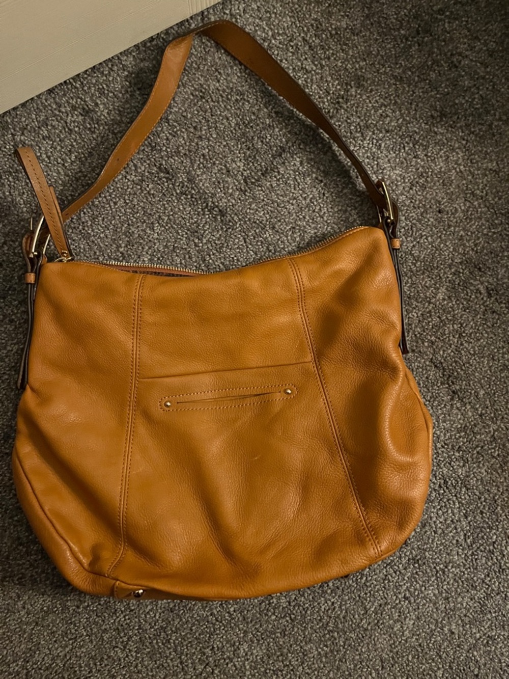 b. makowsky Cognac Leather Shoulder Bag - Picture 4 of 5